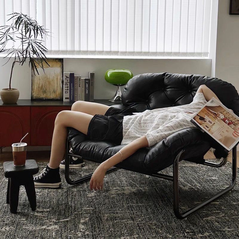 Lazy sofa for home lunch break living room casual single sofa bedroom small apartment balcony medieval style grid sofa chair