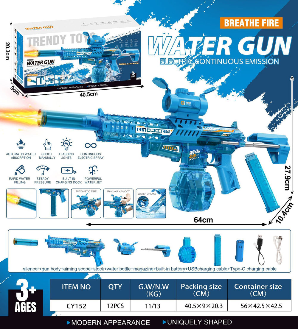 new arrival electric water gun flash linkage fully automatic burst kidssummer boys water shooting water gun