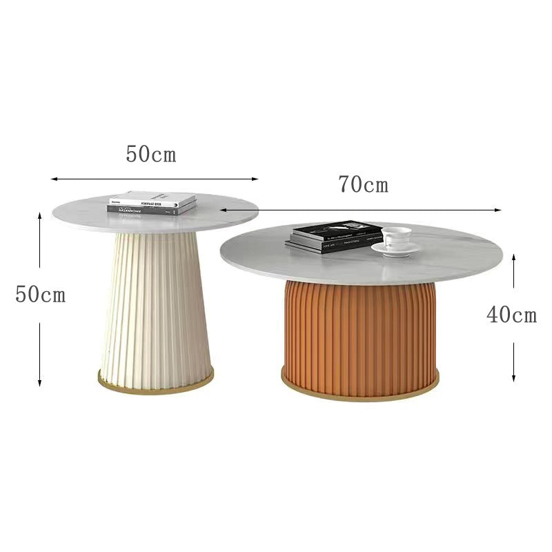 Nordic rock slab living room coffee table set - new light luxury modern small apartment creative trendy round side table
