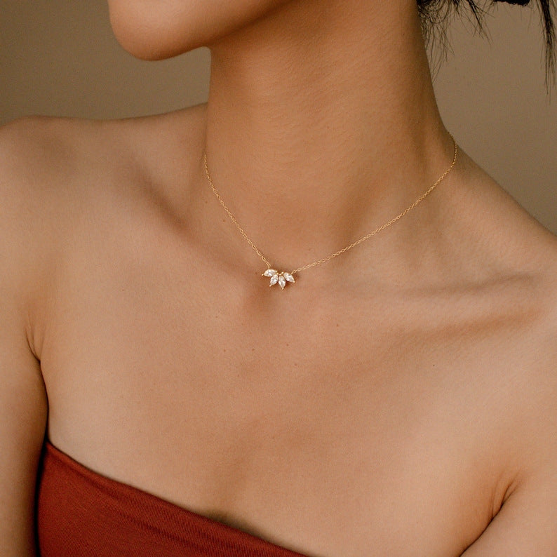 foreign trade jewelry single-layer double-layer golden cross chain zircon crystal glass pendant women's necklace wholesale