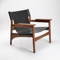 Walnut black leather