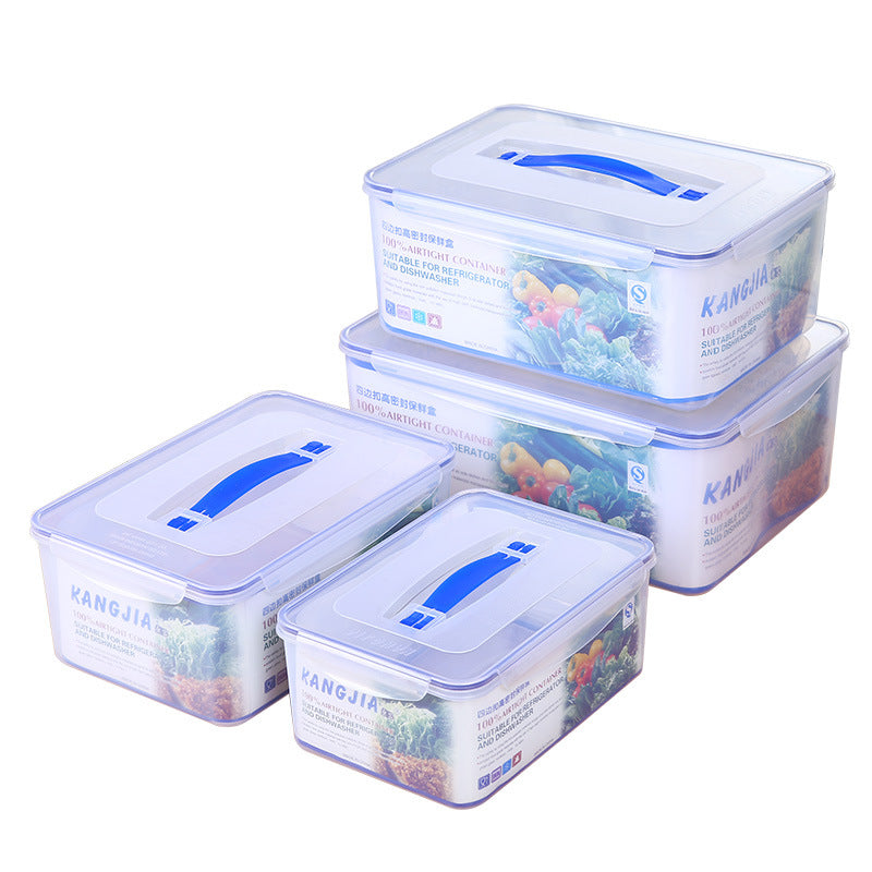 Portable with lid storage box Thickened refrigerator frozen food box Transparent sealed fresh-keeping box Kitchen grain storage box