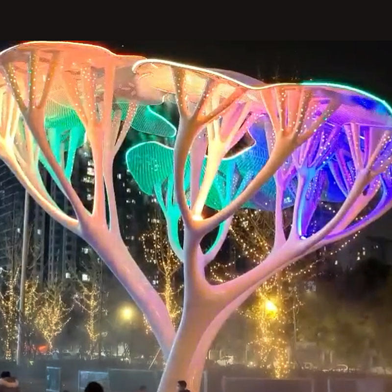 Wusen tree colorful luminous tree large interactive spray tree scenic outdoor beauty Chen lighting smoke tree clock in equipment