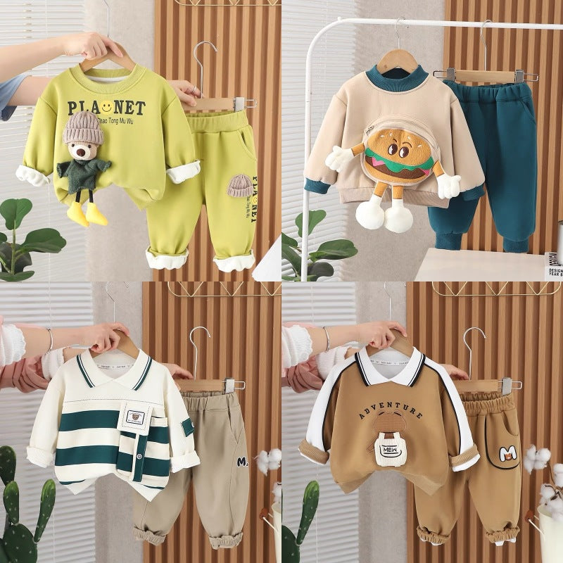 children's clothing: autumn/winter collection for boys and girls -  kids' activewear cartoon print long-sleeve sweatshirt set - wholesale supply