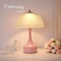 Creamy yellow decorative table lamp for kids' room - bright glass bedroom bedside e27 lamp for girls' bedroom