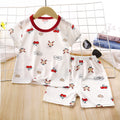 Kids' summer ice silk short-sleeve set - lightweight air conditioning suit for boys and girls, toddler and children's sleepwear, loungewear, and children's clothing