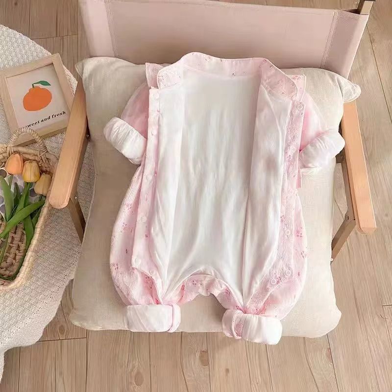 Baby spring & fall romper - newborn, 100-day celebration, baby girl princess floral bodysuit, outdoor outfit, crawling suit - new arrival