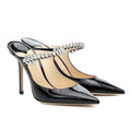 Personalized cross-border one-piece super high heels black pointed rhinestone high heels shallow mouth stiletto heel easiest for matchfashion patent leather