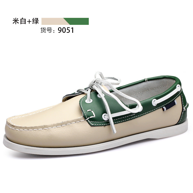 Men's genuine leather boat shoes - classic brown casual dress shoes, lightweight leather business shoes with a british-inspired design