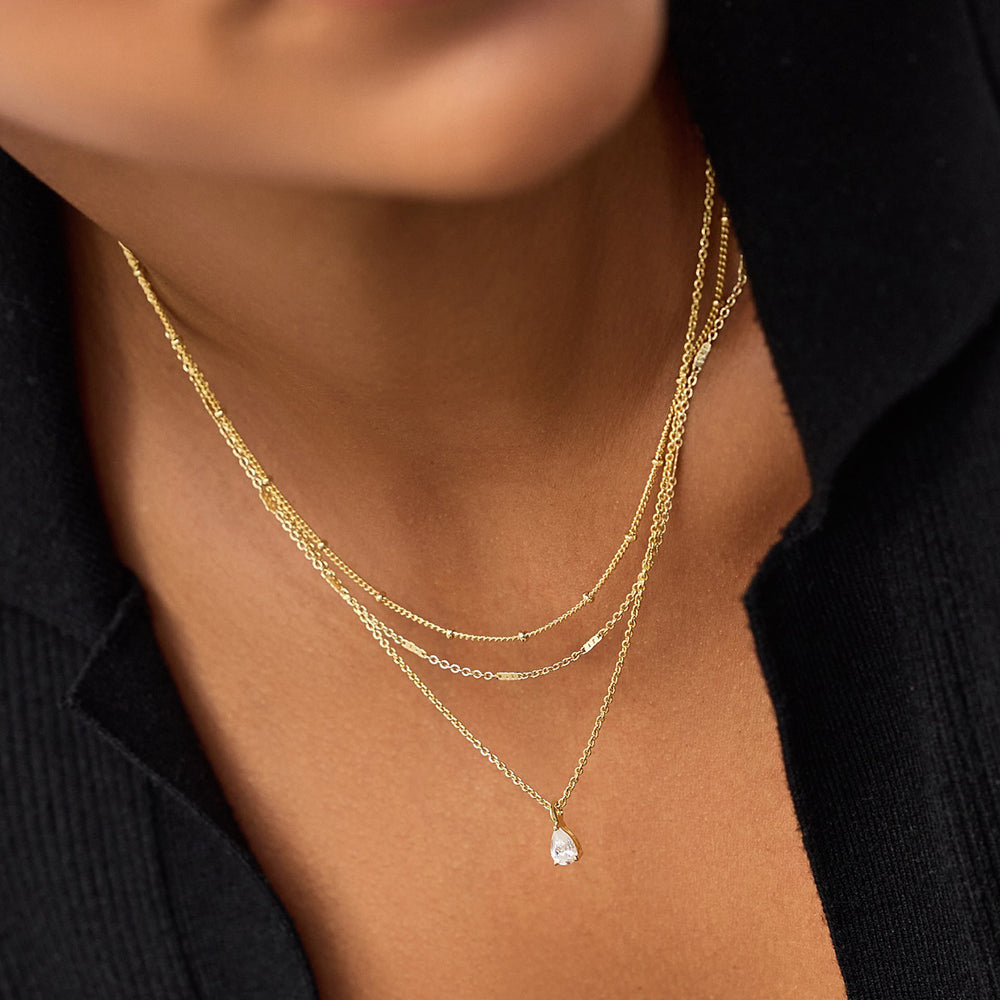 Frenchaccessible luxury double-layer water wave single diamond super flash titanium steel necklace for women easiest for match cold style classy sense necklace clavicle chain