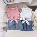 Children's clothing  cross-border girl pit vest + denim skirt fashionnew arrival