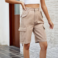 Wishfashion cross-border women's clothing  independent station new arrivalstylish washed workwear half length pants casualshorts trendy