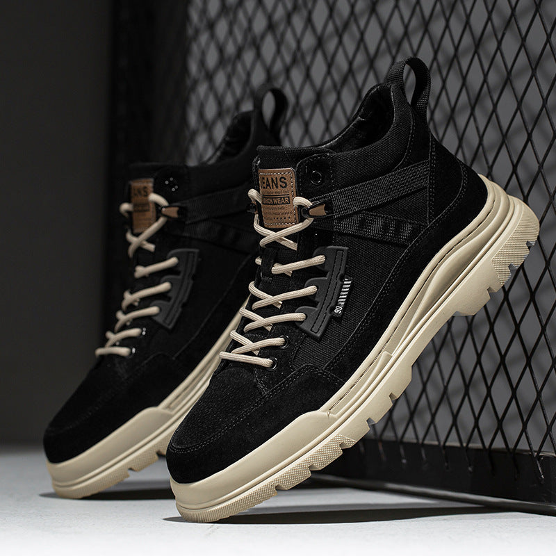 Martin boots men's winter velvet tooling boots 2024 new mid-top men's boots winter Northeast cotton shoes men's one-piece hair