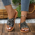 Exportplus size beach slippers for women  summer new arrival toe leopard print outwear soft bottom women's sandals slippers