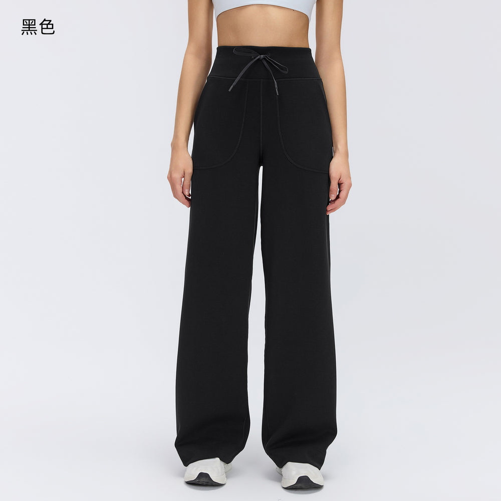 High-waisted, slimming, straight-leg pants for women. features a relaxed, loose fit with a beautiful drape. perfect for casual wear, wide-leg style, pilates, fitness, and yoga. style number: d25177