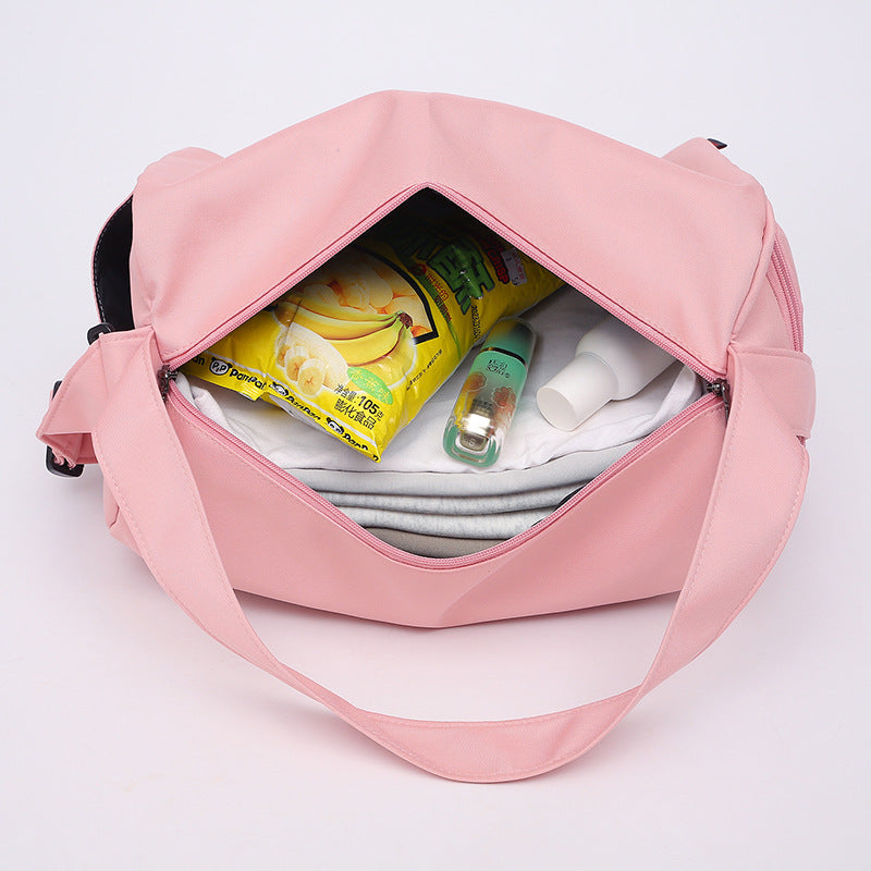 New travel bag trendy simple solid color sports fitness bag men and women business travel storage luggage independent shoe compartment