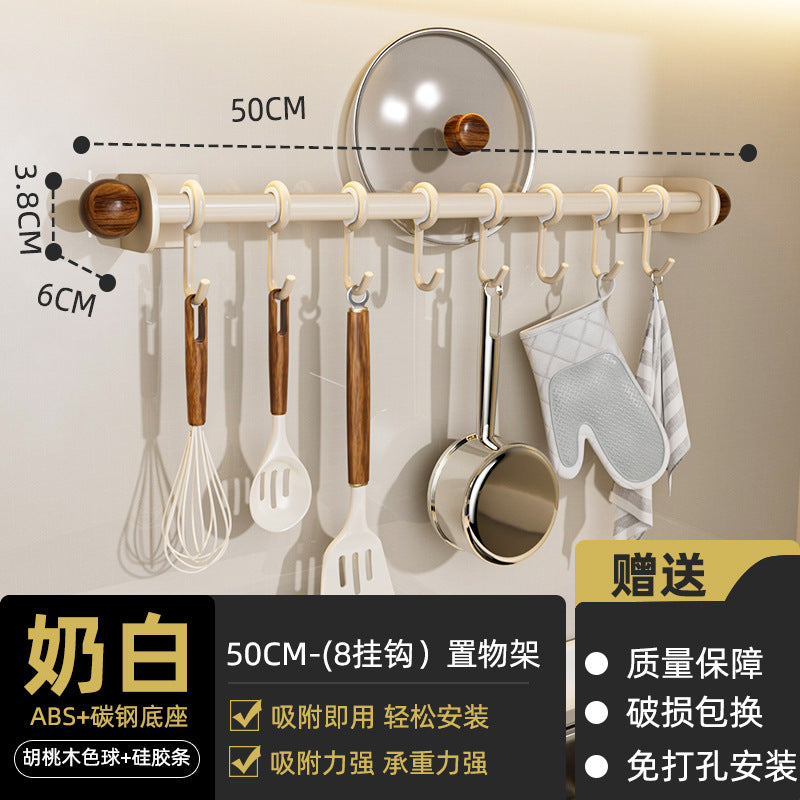 No punching rack hook shovel wall storage spoon hanging rod walnut storage rack spatula kitchen wall rack