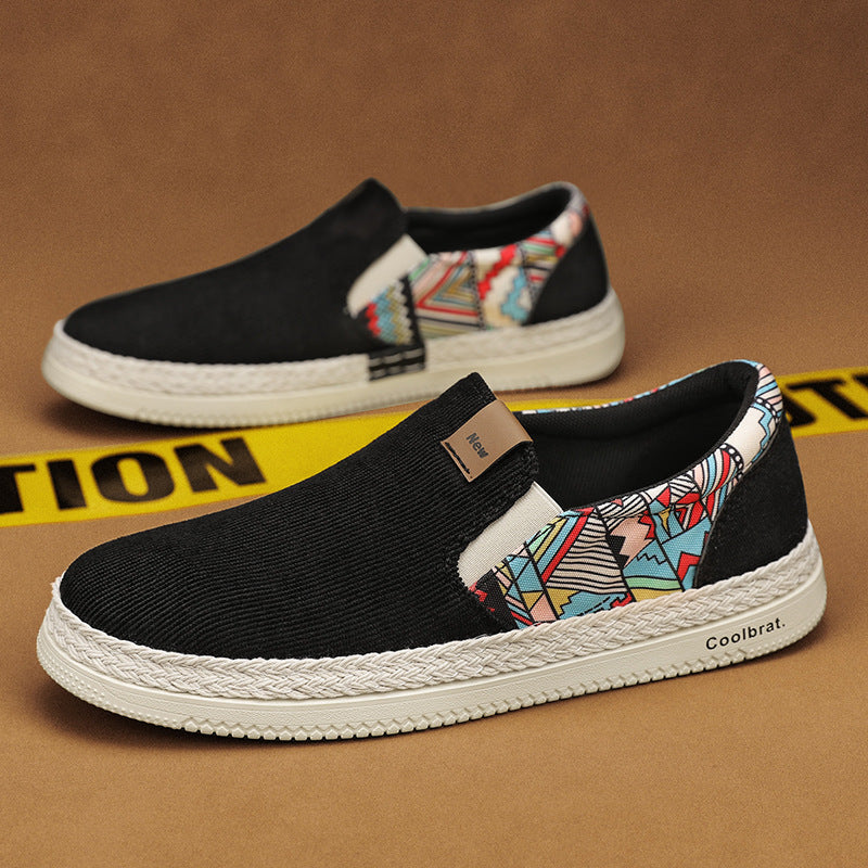 2026 spring canvas sneakers casual board shoes ethnic style men's slip-on lazy old beijing cloth shoes trendy men's footwear