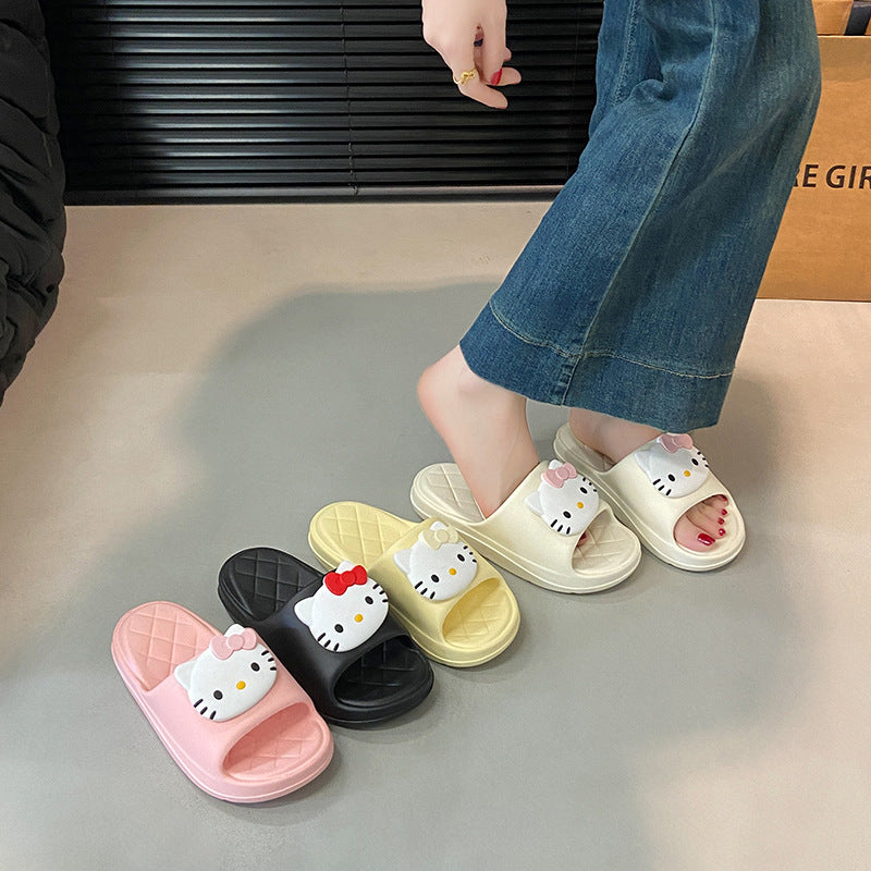 Cute hello kitty slippers for women, eva material, non-slip, odor-resistant, outdoor wearable, home use, new summer style, lightweight, high-value design for students
