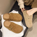 New 2025 chunky heel birkenstock-style women's sandals: trendy, versatile, spring/autumn fashion, retro slip-ons with soft, non-slip soles and semi-covered toe