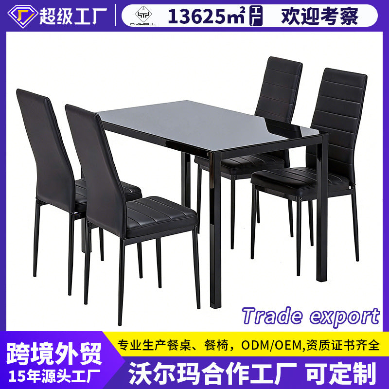 Export tempered glass dining table cross-border complete dining table and chair set casual cafe restaurant table and chair combination set