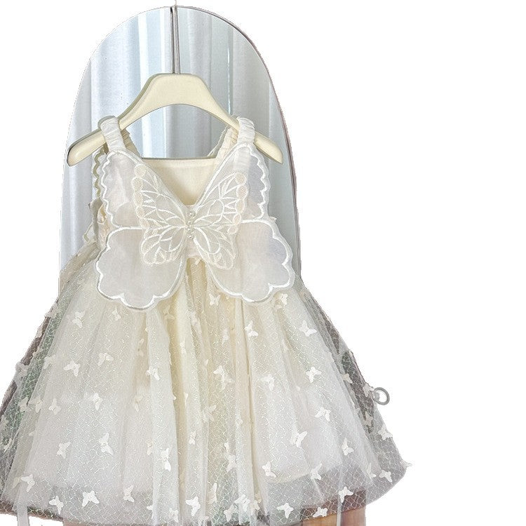 summer new girls' butterfly wing fashion haute couture butterfly soft gauze suspender dress princess dress wholesale
