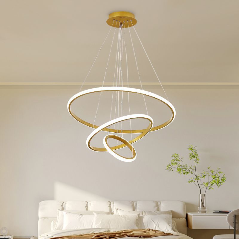 Internet celebrity LED ring chandelier bedroom restaurant light simple modern creative personality Nordic bar dining room lighting