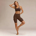 Amazon five-point brushed tight yoga shorts for women, high waist, tummy control, fitness pants, butt lift, running sports shorts for women