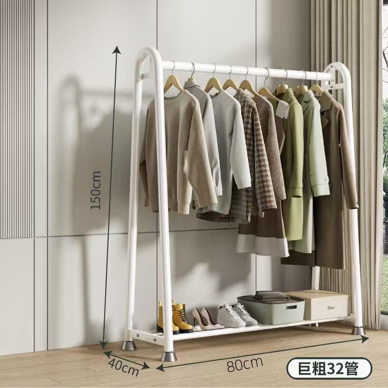 Simple coat rack Floor-to-ceiling indoor thickened clothes rack Household bedroom clothes storage rack Movable drying rack