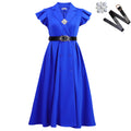 C8664 european and american new arrival elegant summer suit collar chic double-breasted short sleeve plus size african dress