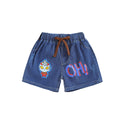 Kids' shorts, boys' denim shorts, casual printed cartoon loose fit thin korean style pants, trendy children's clothing for little boys