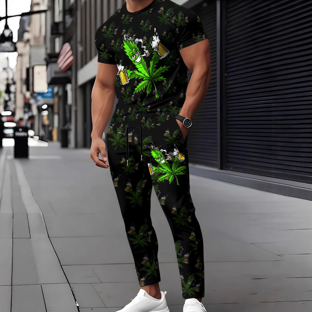 Men's casual activewear set - cross-border hot seller in europe and the us (short sleeve)