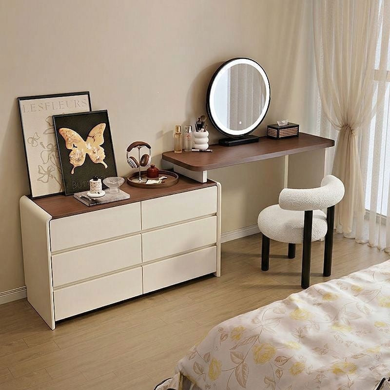 new arrival walnut medieval cream style bedroom dressing table modern casual chest of drawers all-in-one solid wood makeup table