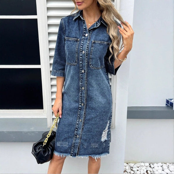 Europe and the United States  exclusive 2025 new women's Hong Kong style retro short-sleeved jacket loose casual straight denim jacket