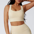 European and american size cross-border sports bra for women - high impact shockproof yoga bra with side support, racerback sports tank top