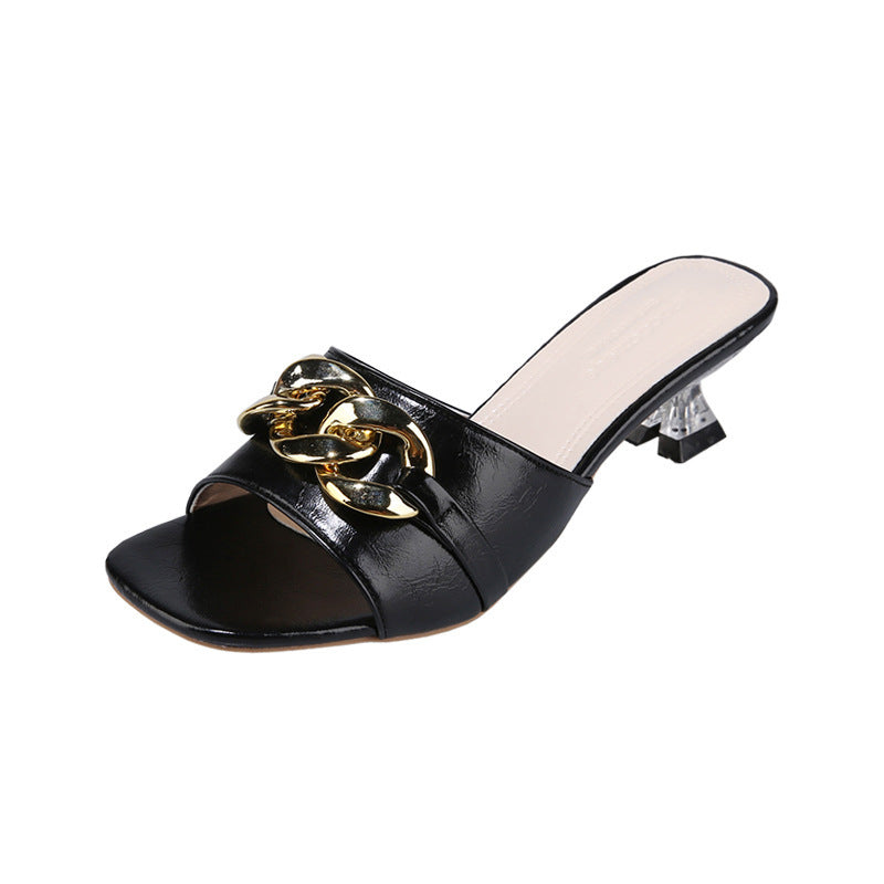 Fairy style stiletto slippers for women outwear2026new arrivalfashion high heels flip-flops open toe mid-heeled sandals wholesale
