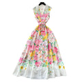 spring new arrival: french chic sleeveless a-line maxi dress with blazer collar, cinched waist, and single-breasted button detail - european & american style print