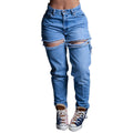 Processing personalizedjeans women's new arrivalexportloose ripped straight-legcasual pants worn washedjeans
