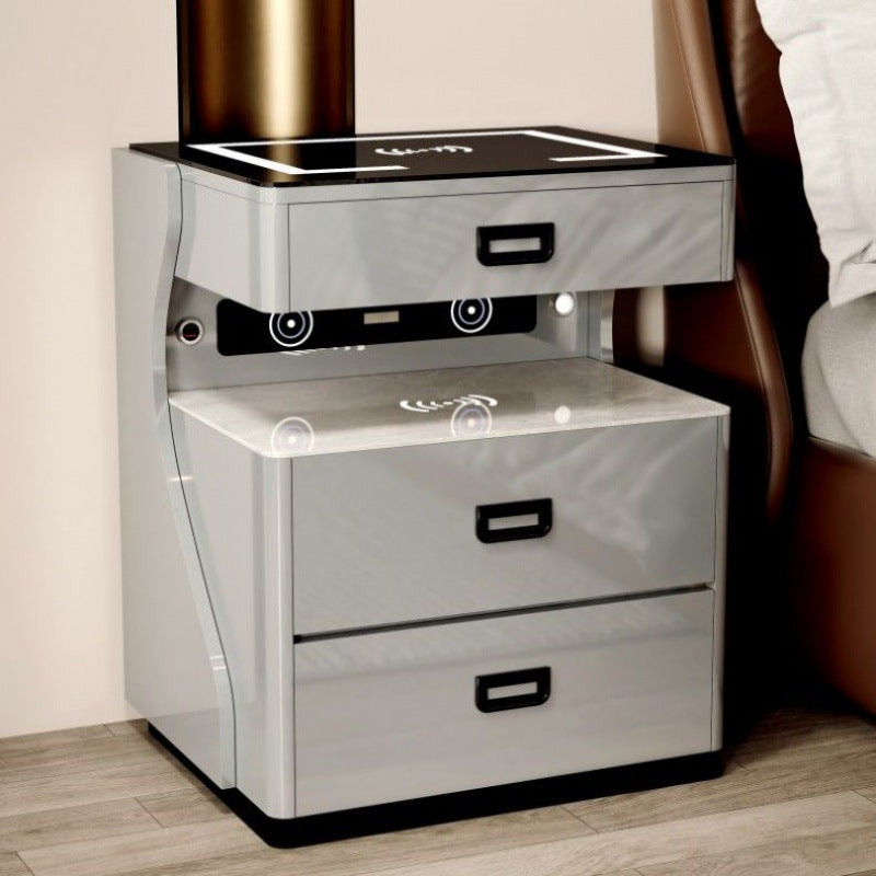 Smart home bedside table safe - all-in-one multifunctional wireless charging safe for bedroom bedside storage