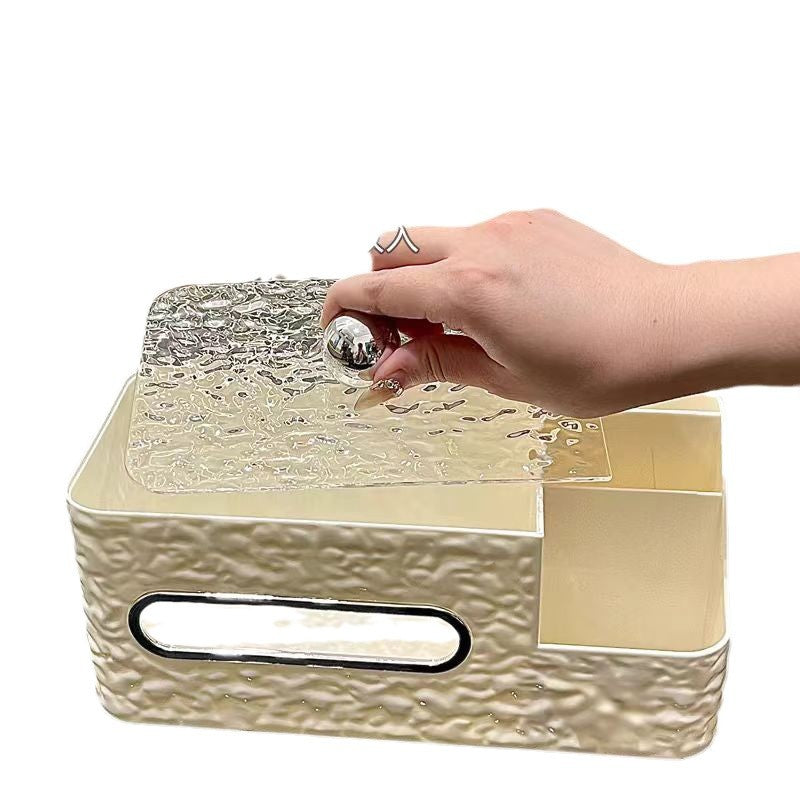 Creative light luxury tissue box, living room high-end carton, household high-end coffee table, desktop multi-functional paper drawing storage box
