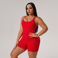 European and american style plus size yoga bodysuit - summer stretch tummy control peach lift one-piece workout jumpsuit - new women's collection