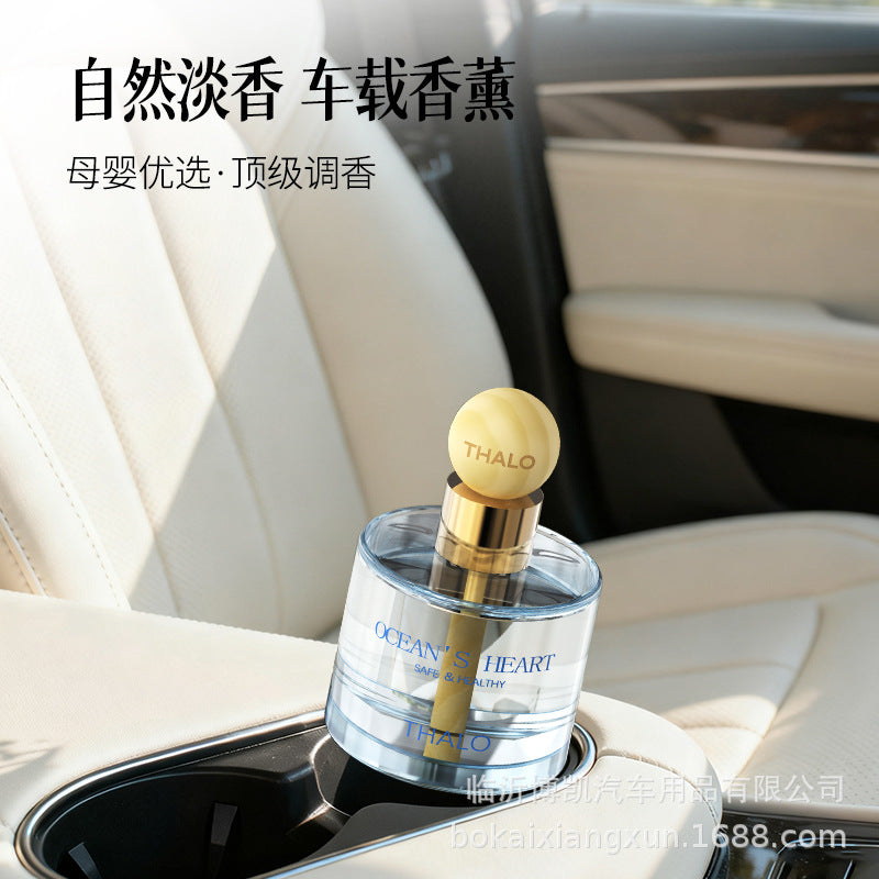 Wholesale car aromatherapy round wood cover long-lasting fragrance car perfume odor eliminator unisex car air freshener light fragrance