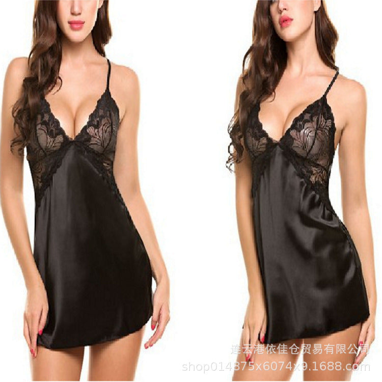 Aliexpress wholesale: new sexy lingerie - women's ice silk deep v halter backless bodysuit