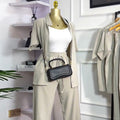 European and american cross-border women's fashion  autumn new arrival: casual turn-down collar loose-fit short sleeve shirt and tie-waist wide-leg pants set