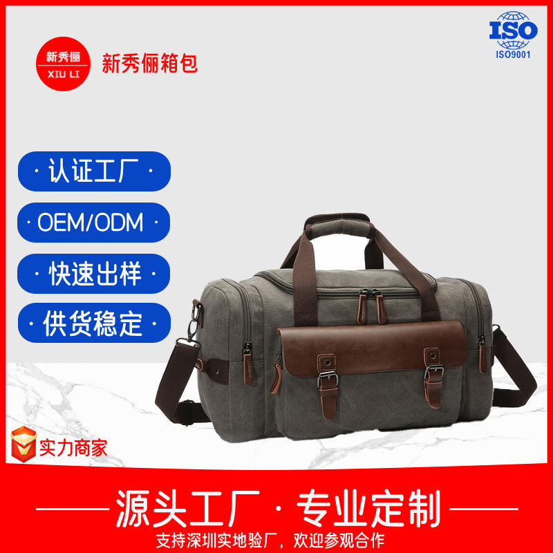 Retro style travel bag shoulder messenger bag hand luggage bag large capacity travel canvas bag luggage bag wholesale