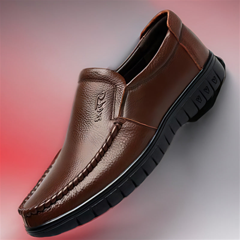 2025 new versatile men's leather shoes - soft sole business casual loafers - perfect for work, security, and dad shoes - wholesale available