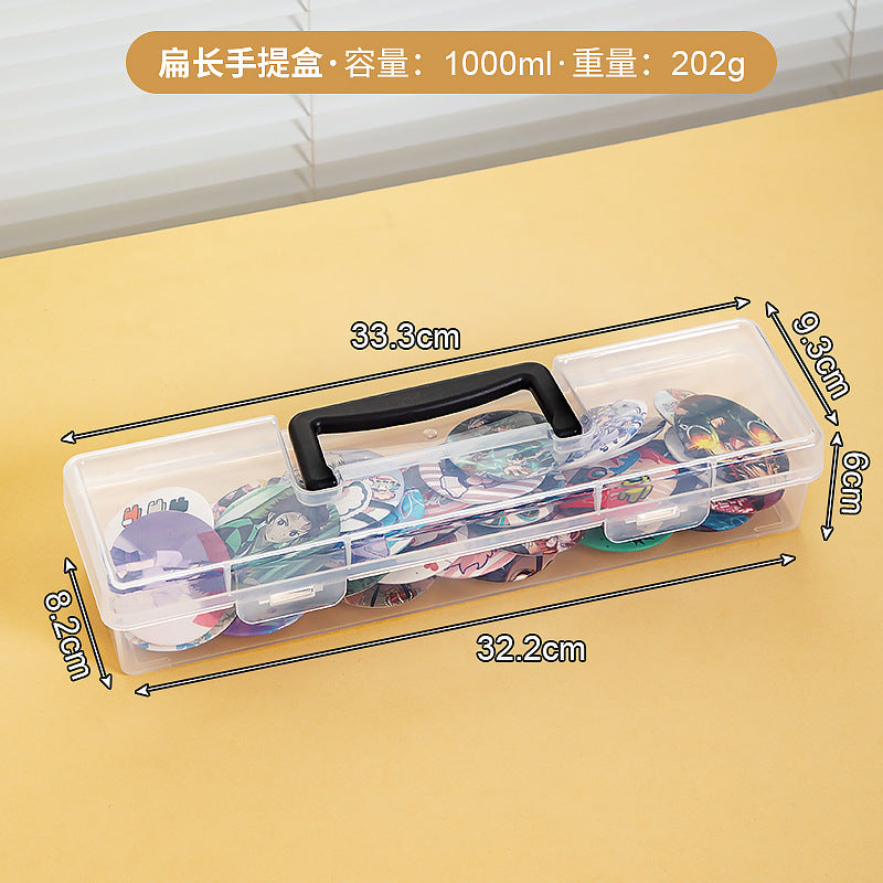 Desktop flip bar storage box, transparent millet peripheral badge box, animation cartoon brooch storage and finishing box