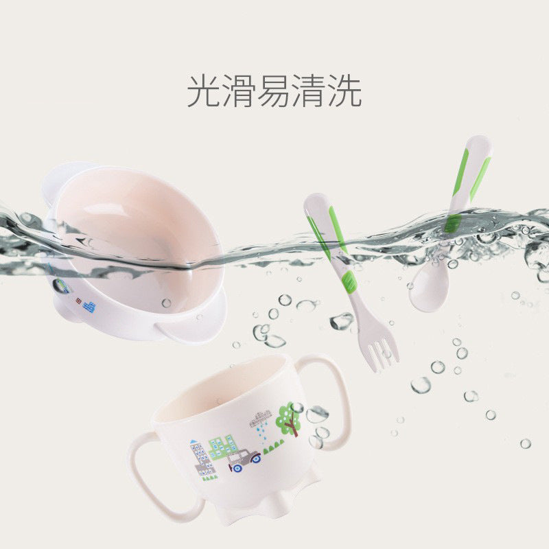 Baohui manufacturer bbet babixiang baby tableware suitkids food bowl spoon fork combination learning drinking cup oem