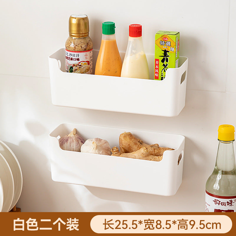 Kitchen Onion, Ginger, Garlic Storage Box Plastic Transparent Non-punching Wall-mounted Storage Box Multifunctional Sundries Sink Shelf