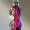 Amazon amplova women's leopard print zipper short sleeve hooded sports jumpsuit daily autum gym wear